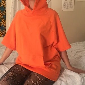 Bright orange sweater dress